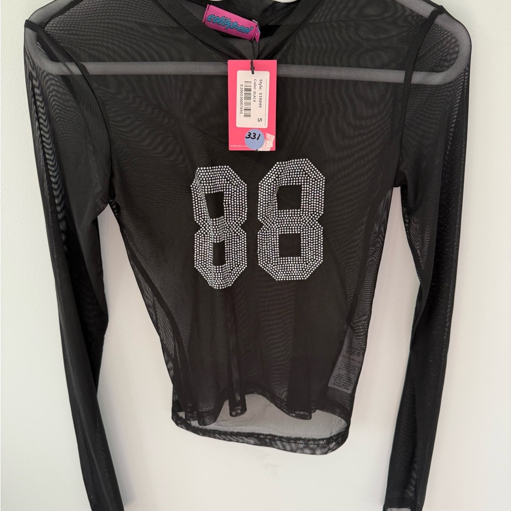 Edikted Black Mesh Long Sleeve Jersey